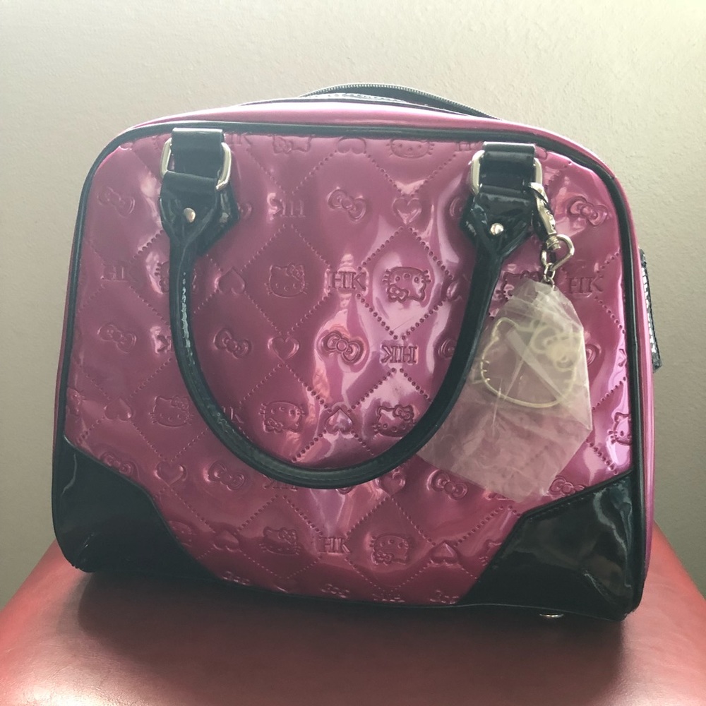Hello kitty patent leather bowler bag. NEVER USED.